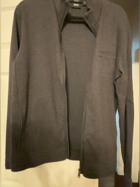 HUGO BOSS Men's Black Full-Zip Sweater Large